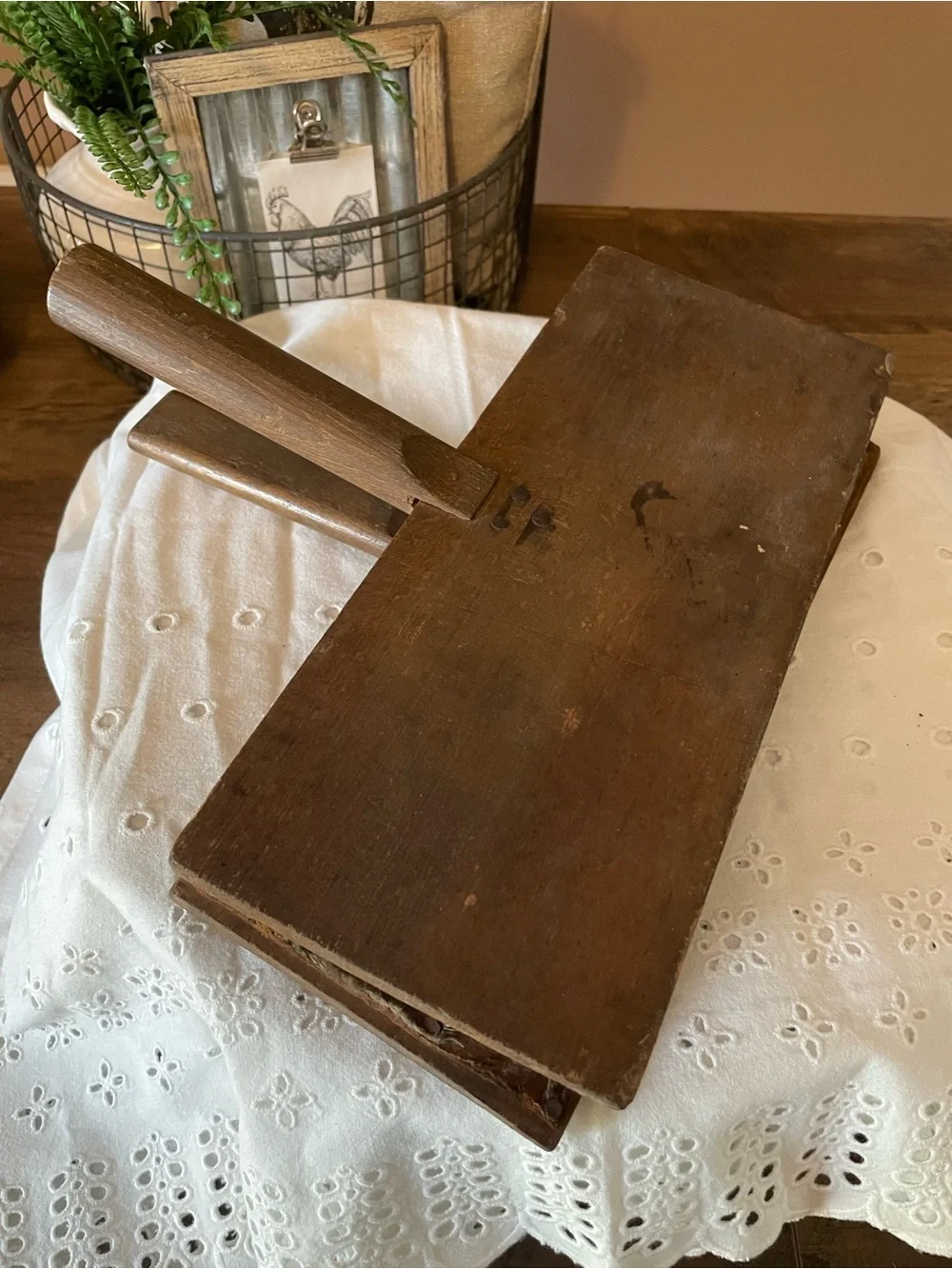 Antique Brown Wooden Carders